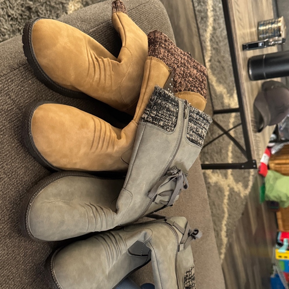 Stylish Tan and Gray Women's Boots